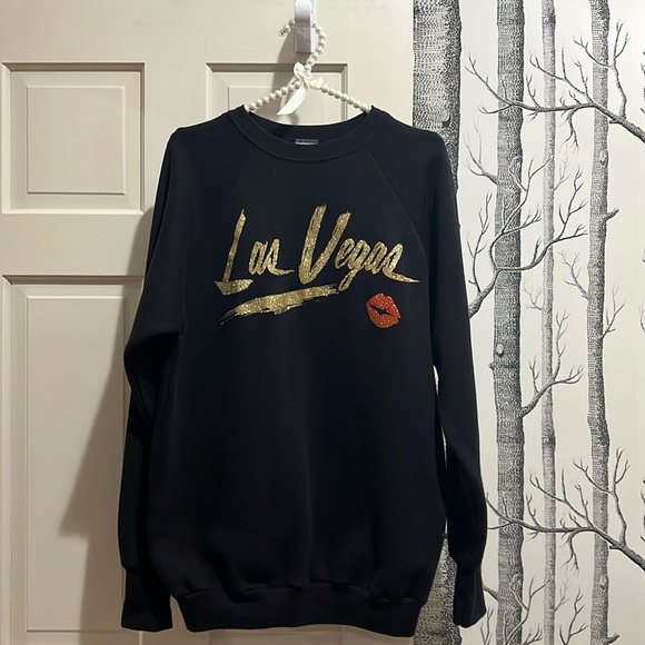 VINTAGE SIGNAL GLITTER LAS VEGAS WITH KISS SWEATSHIRTRT-WOMENS SIZE XL - Picture 1 of 9
